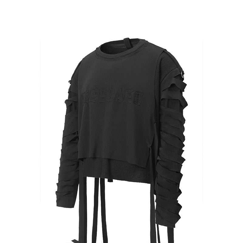 Distressed Double Layer Black Sweatshirt ($49)