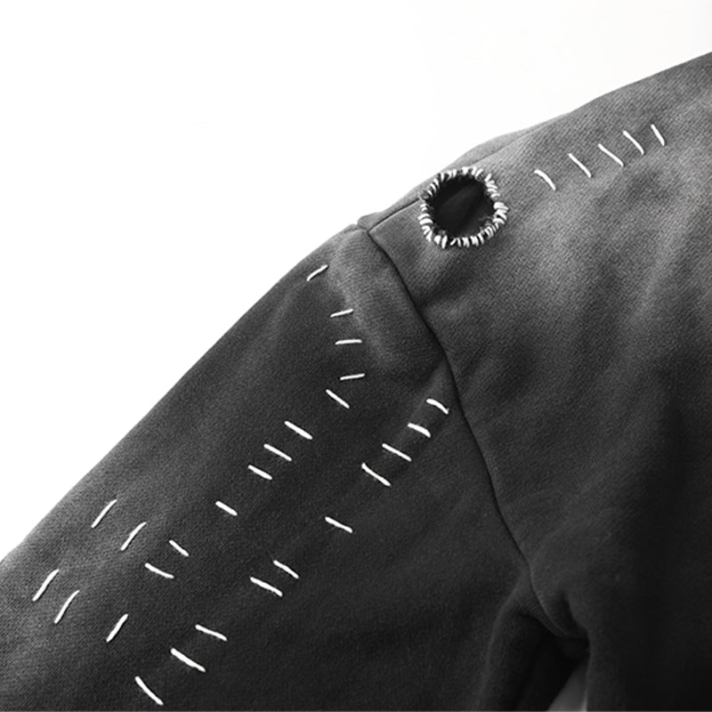 Distressed Washed Embroidery Hoodie ($59)