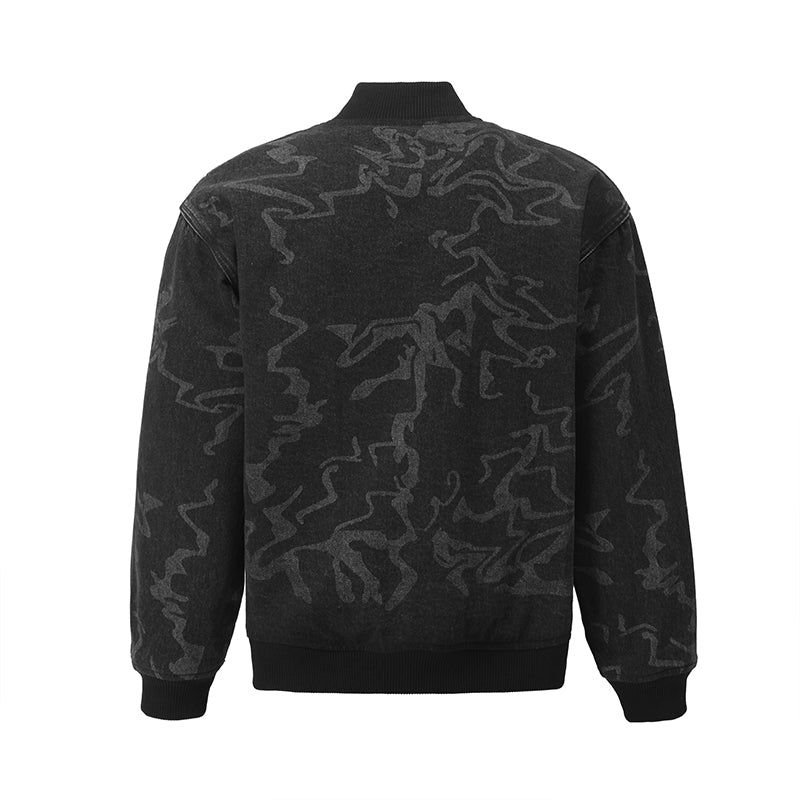 Laser Graphic Black Denim Bomber Jacket ($69)