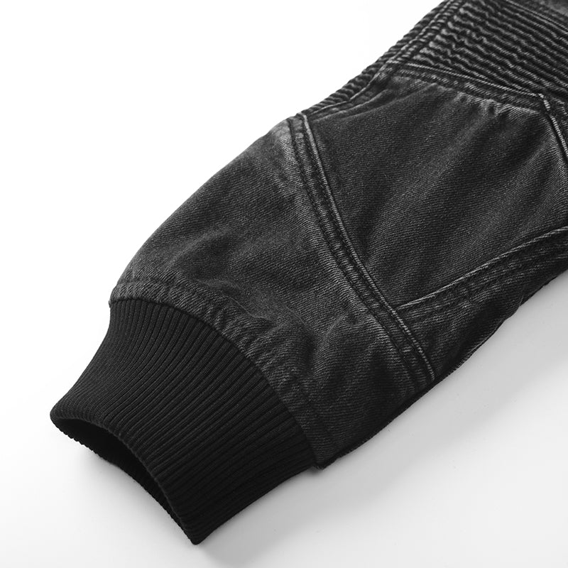 Biker Black Denim Bomber Jacket ($72)