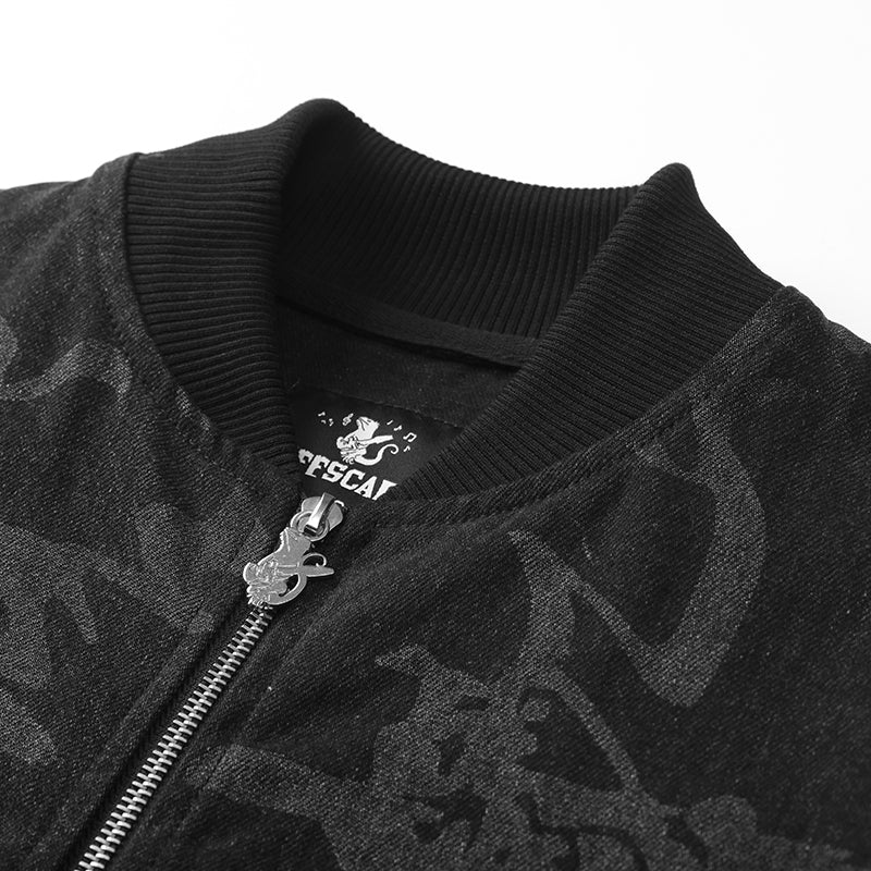 Laser Graphic Black Denim Bomber Jacket ($69)