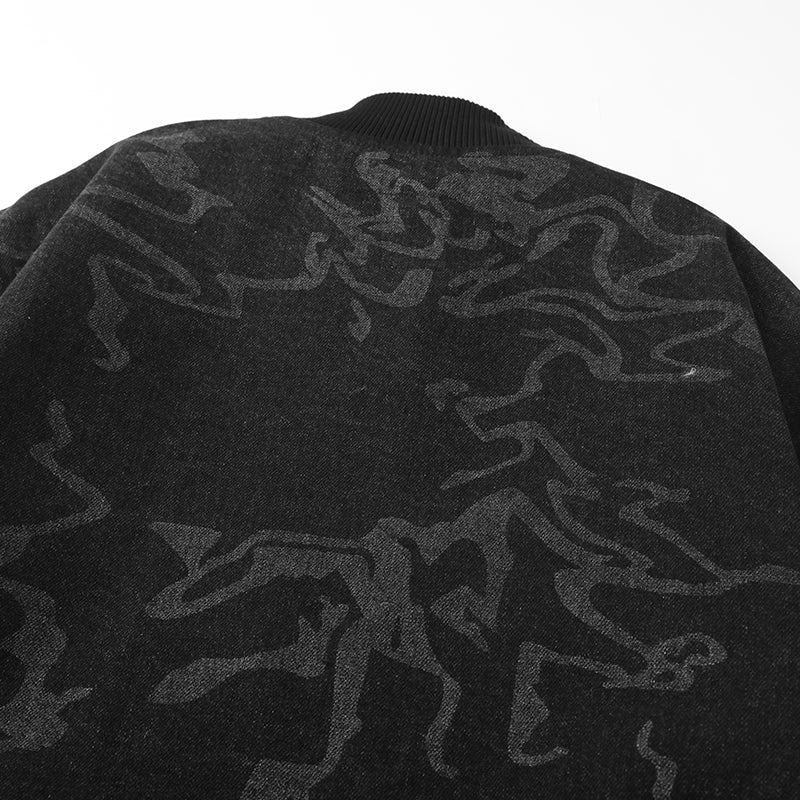 Laser Graphic Black Denim Bomber Jacket ($69)