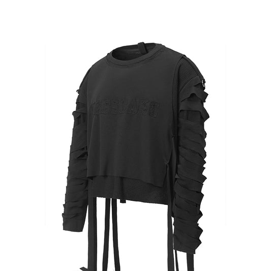 Distressed Double Layer Black Sweatshirt ($49)