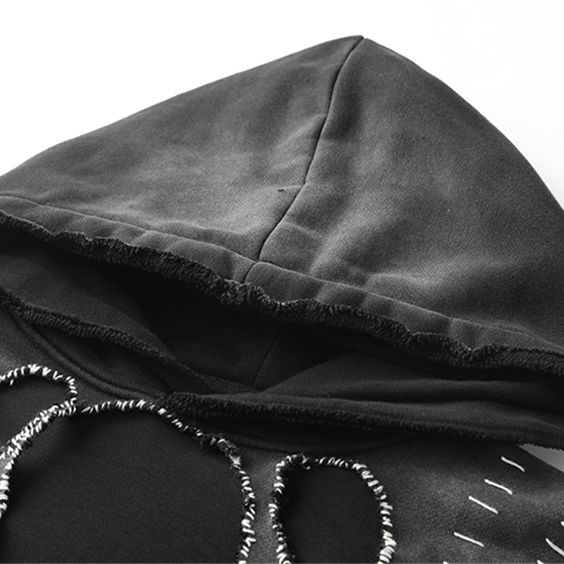 Distressed Washed Embroidery Hoodie ($59)