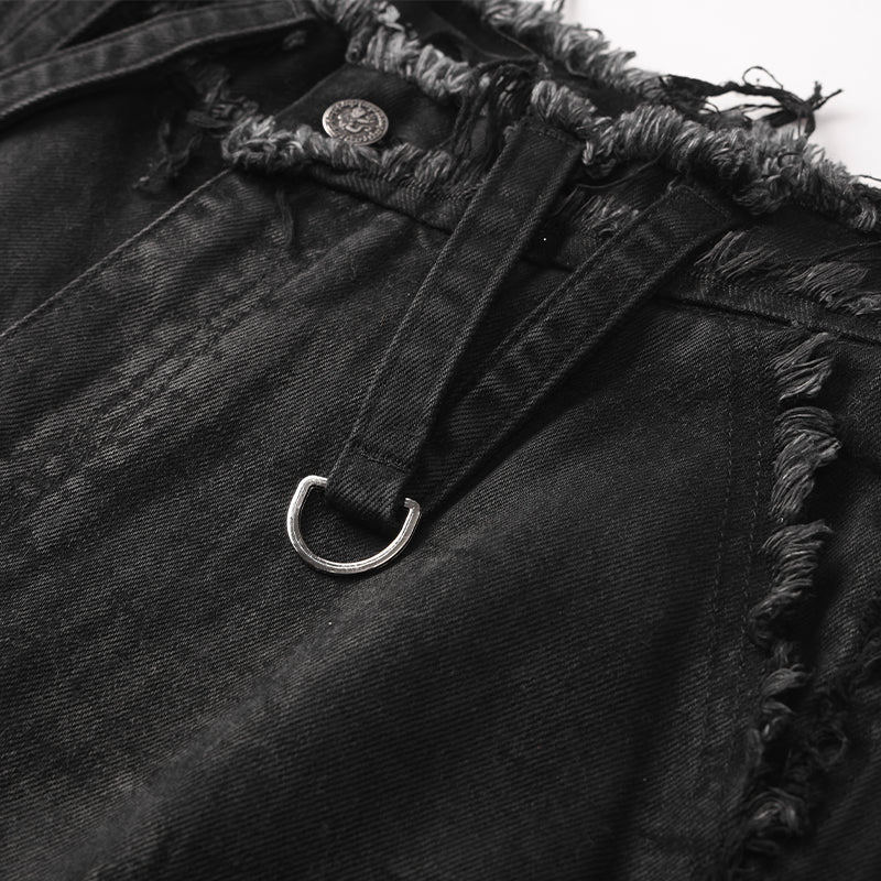 Wax Coated Printing Zipper Jeans （$79)