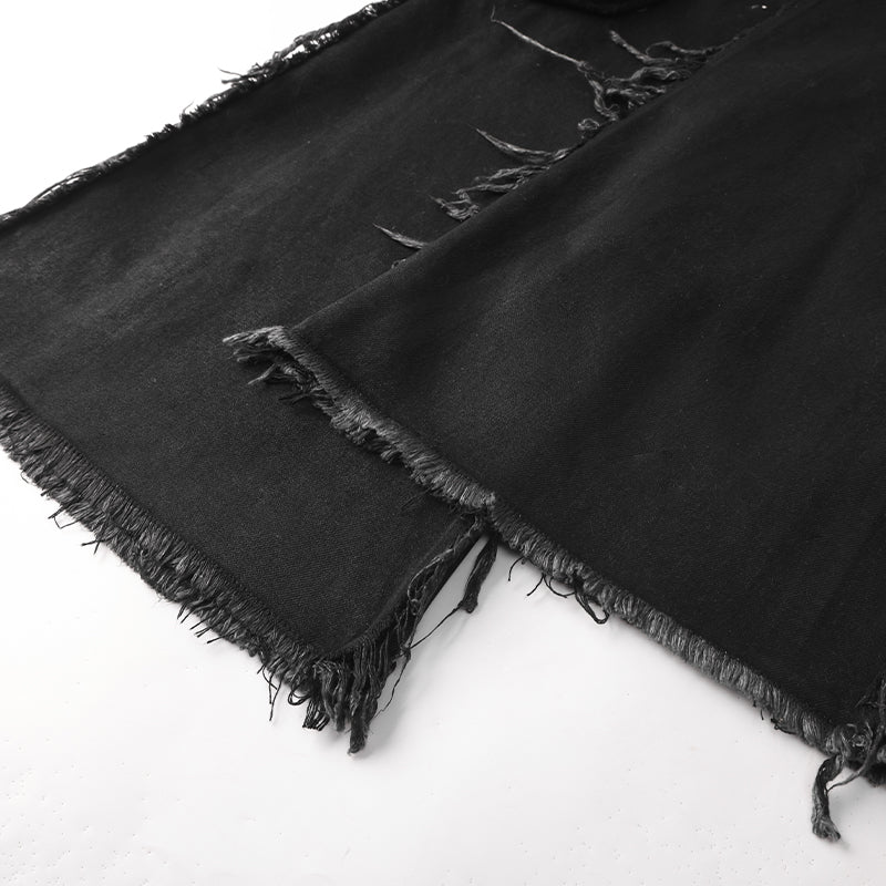 Wax Coated Printing Zipper Jeans （$79)