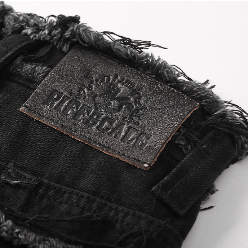 Wax Coated Printing Zipper Jeans （$79)