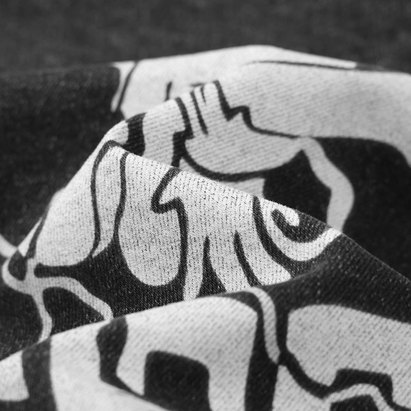 Streetwear Black Graphic Denim Bomber Jacket with Pockets ($59)