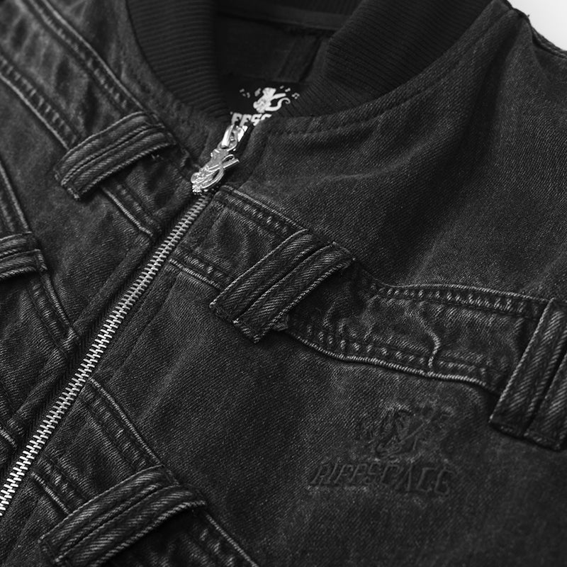 Waist Patchwork Embroidery Denim Jacket ($59)