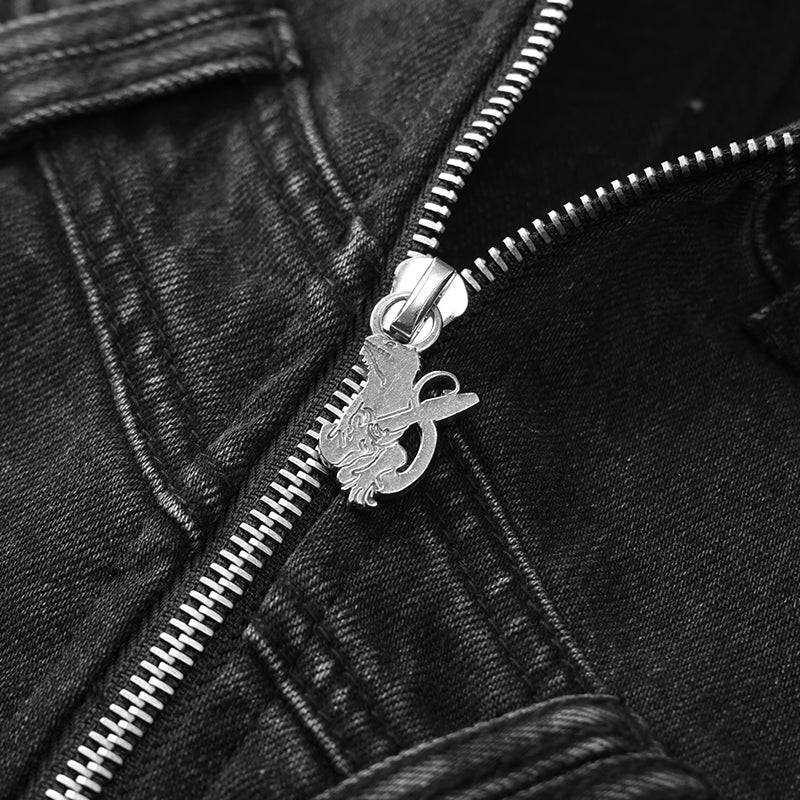 Waist Patchwork Embroidery Denim Jacket ($59)