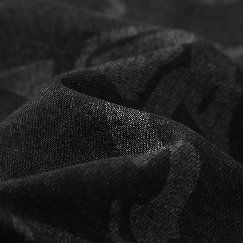 Laser Graphic Black Denim Bomber Jacket ($69)