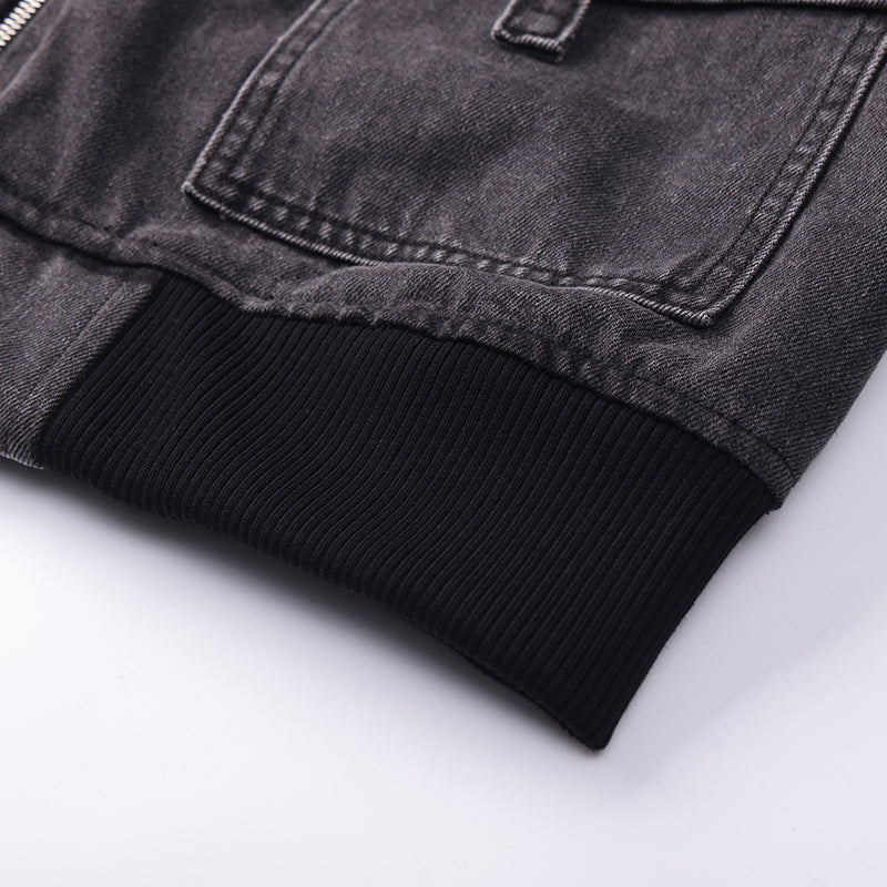 Biker Sleeves Denim Hooded Jacket ($59)