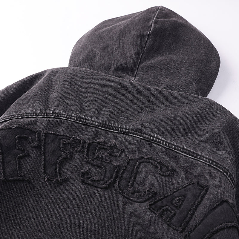 Biker Sleeves Denim Hooded Jacket ($59)