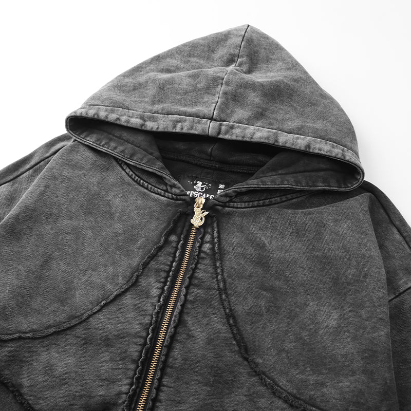 Men’s Retro Washed Zipper-Sleeve Hooded Sweatshirt($57)