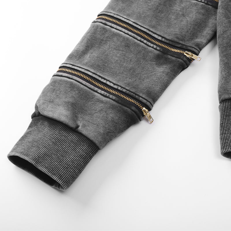 Men’s Retro Washed Zipper-Sleeve Hooded Sweatshirt($57)