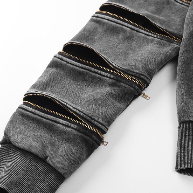 Men’s Retro Washed Zipper-Sleeve Hooded Sweatshirt($57)