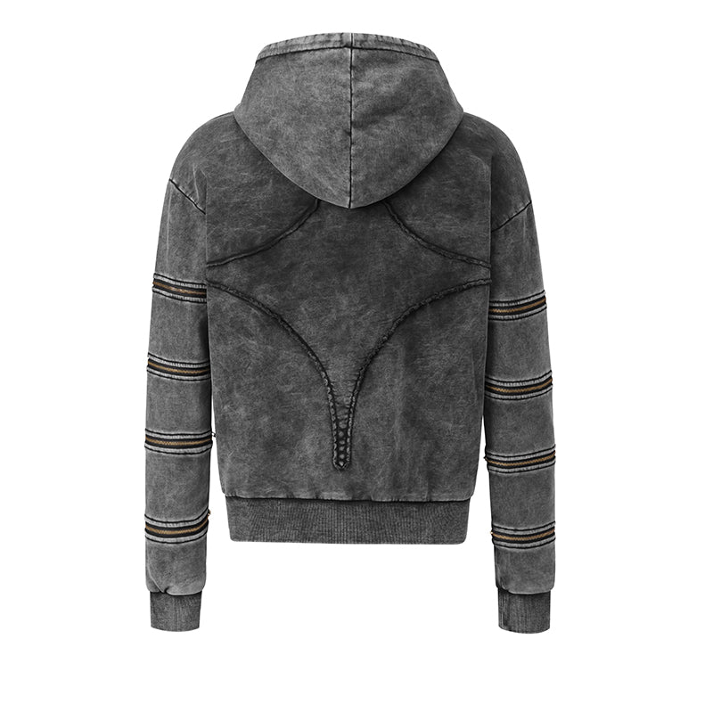 Men’s Retro Washed Zipper-Sleeve Hooded Sweatshirt($57)