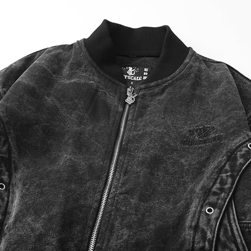 Men’s Vintage Washed Denim Bomber Jacket($57)