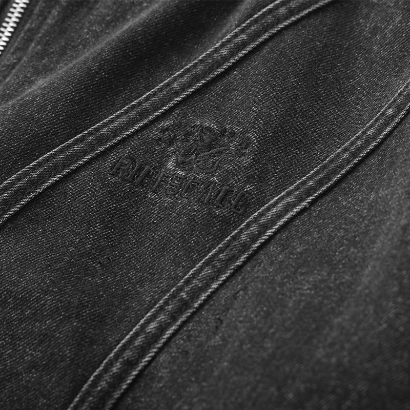 Zip Sleeve Embroidered Denim Bomber Jacket ($57)