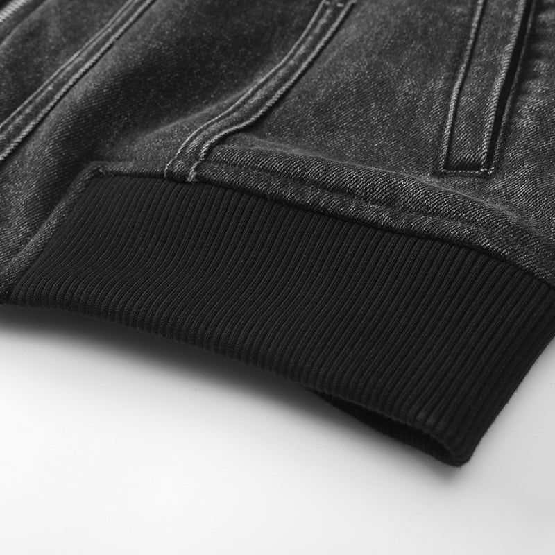 Zip Sleeve Embroidered Denim Bomber Jacket ($57)