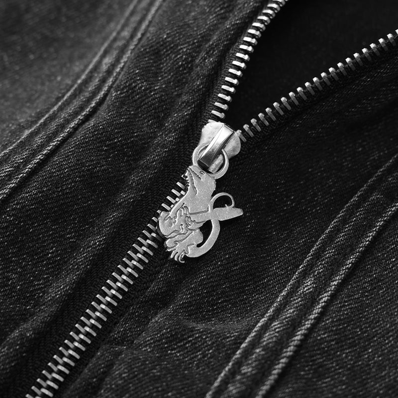 Zip Sleeve Embroidered Denim Bomber Jacket ($57)